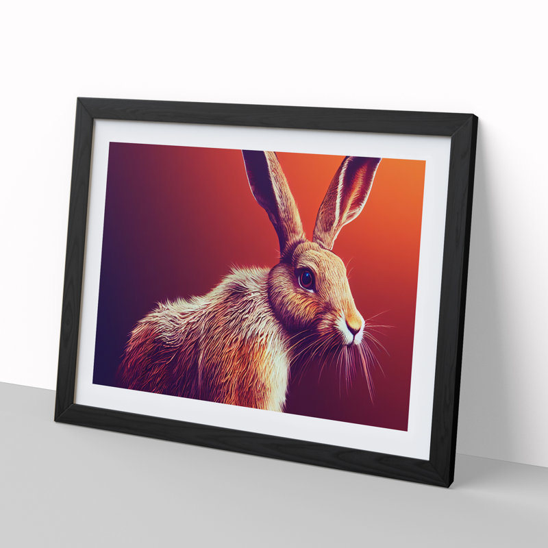 Hare - Single Picture Frame Print, 46cm H x 64cm W x 2cm D, Black Framed