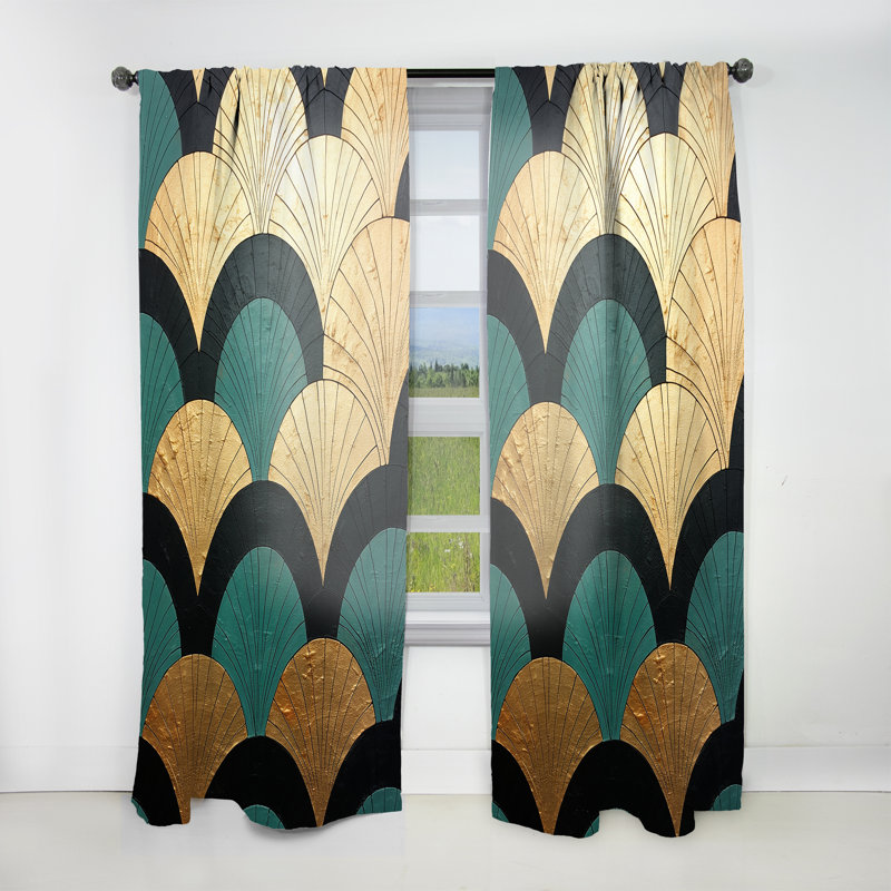 Emerald and Golden Arches - Rideau en velours moderne - obscurcissant - 1 panneau, L 52 po x L 95 po