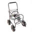 Chariot enrouleur de boyau d'arrosage robuste, conception portable à 4 roues avec poignée en mousse antidérapante, résistant aux intempéries / à la rouille, panier de rangement et boyau de 6 pi