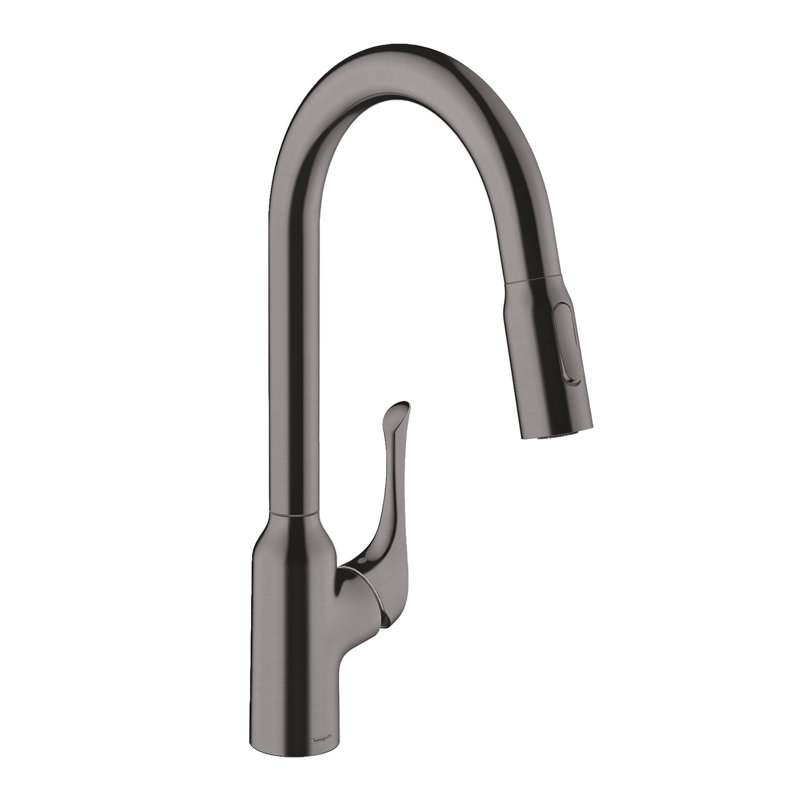 hansgrohe Allegro N HighArc Kitchen Faucet, 2-Spray Pull-Down, 1.75 GPM, Brushed Black Chrome