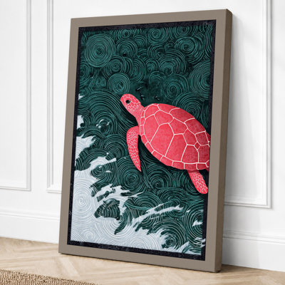 Drifting Turtle Coastal 1 Piece Wrapped Canvas Wall Art