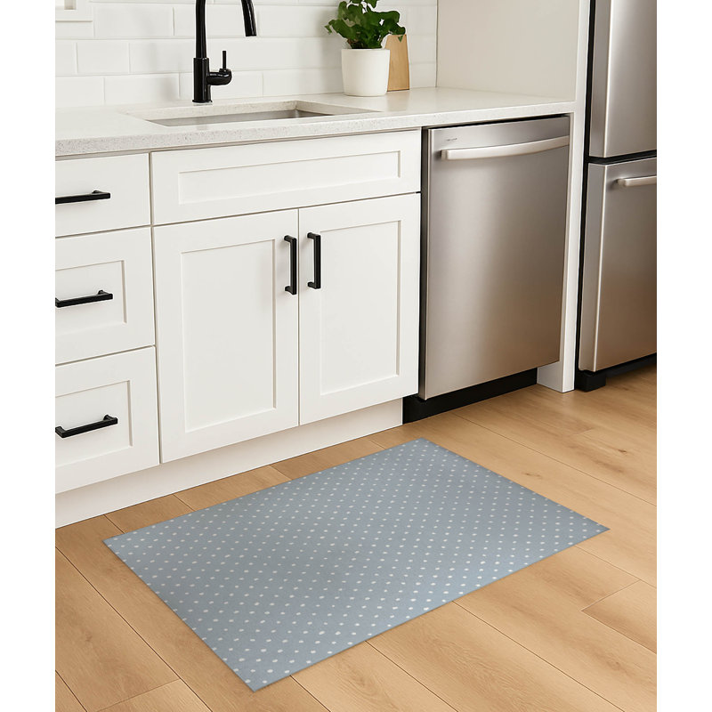Tapis de cuisine léger antidérapant Leo, Rectangle 5 pi x 7 pi, Bleu ardoise