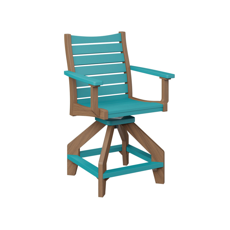 Chaise de comptoir pivotante Berlin Gardens Bristol, Bleu Aruba, Acajou antique
