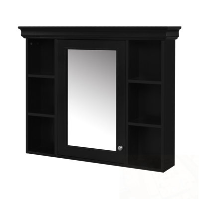 Wall Mounted Tiltonsville Cabinet with Mirror Door and Open Shelves