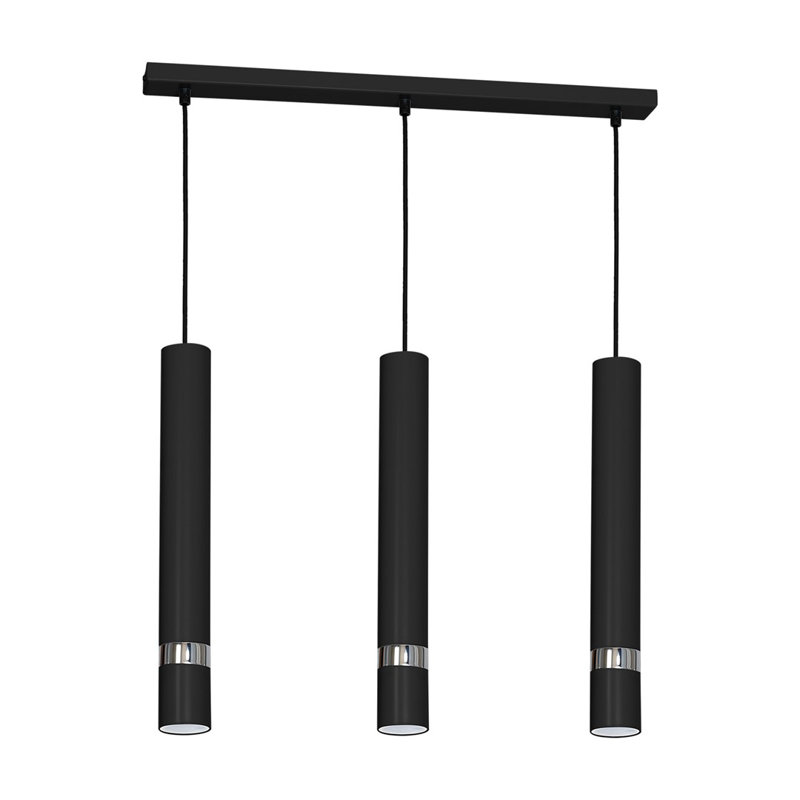 Jacksonville 3 - Light Kitchen Island Pendant, Black/Silver, Black
