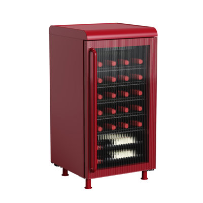 Frigidaire 27 Bottle / 117 Can Retro Wine Cooler with Built-in Bar Top, 3.1 Cu. ft. Beverage Fridge with Tempered Glass Door