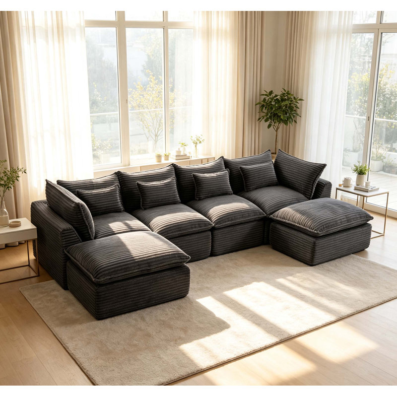Canapé modulaire surdimensionné Cloud Couch pour une détente profonde, Antique Grey Corduroy