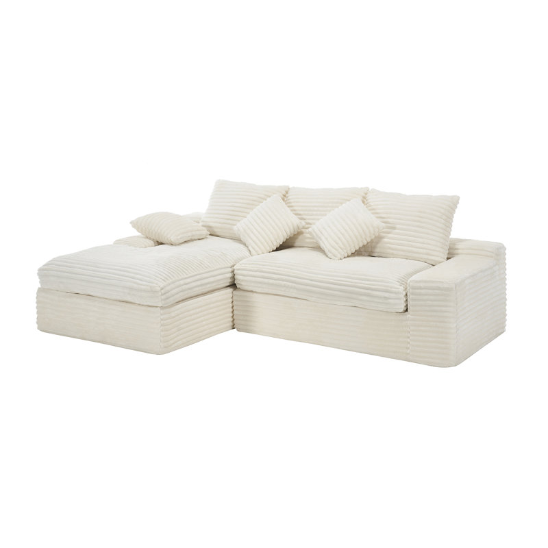 Canapé modulaire convertible convertible en tissu, crème