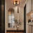 Nihaan 4-Light 16.5" Black Metal Frame Textured Glass Panels Flush Mount 