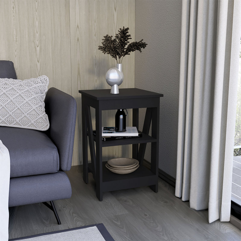 Versatile 3-Tier Side Table With Ample Storage For Various Spaces, Black