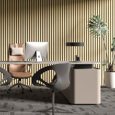 4Pcs 24" L x 12"  W Acoustic Wood Slat Wall Paneling,3D Fluted Soundproof Panel  for Wall and Ceiling(8 sq.ft.)