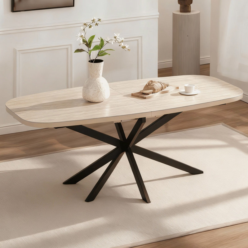 Extendable Oval Metal Base Dining Table