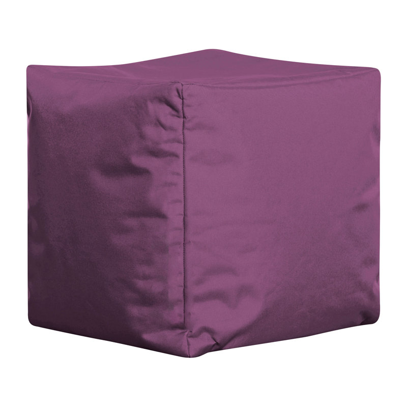  Moseley 16" Square Bean Bag Pouf Ottoman, Water-Repellent, Aubergine