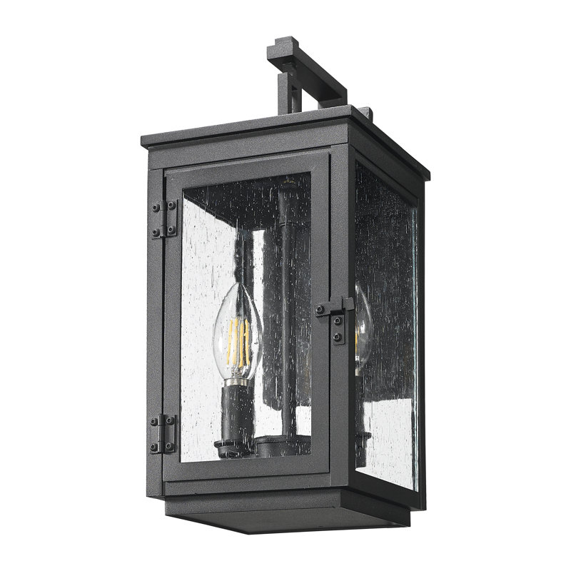 Applique murale d'extérieur noir sable Kasey, Deux lumières, H 13,75 po x l 6 po x P 7,5 po