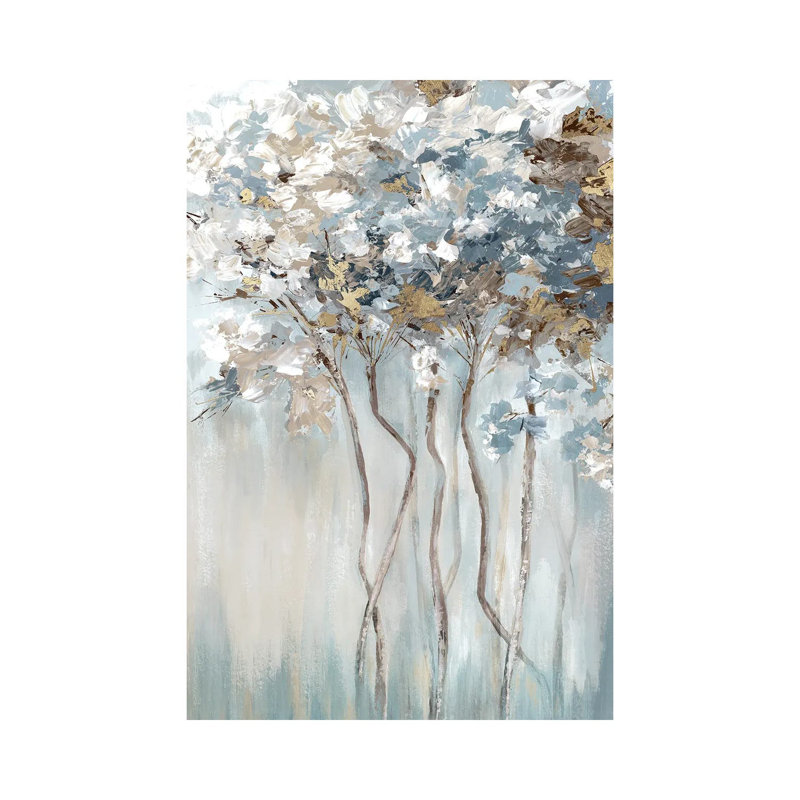 «Golden Blue Forest», reproduction d'art sur toile tendue, Toile tendue, Ne s’applique pas, H 26 po x l 18 po