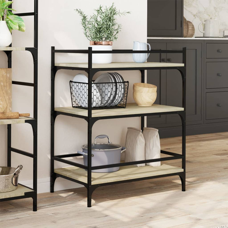 Newfolden Metal Bar Cart, Sonoma Oak