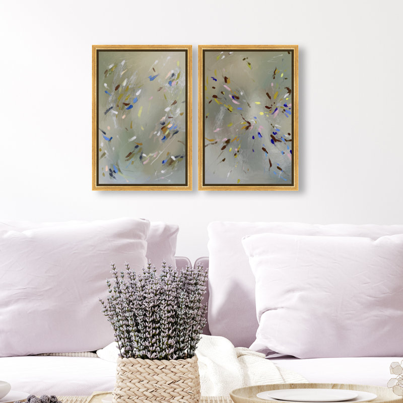 Spontaneous Traces Set Set by Oliver Gal, 110"H x 74"W, Gold Floater Frame