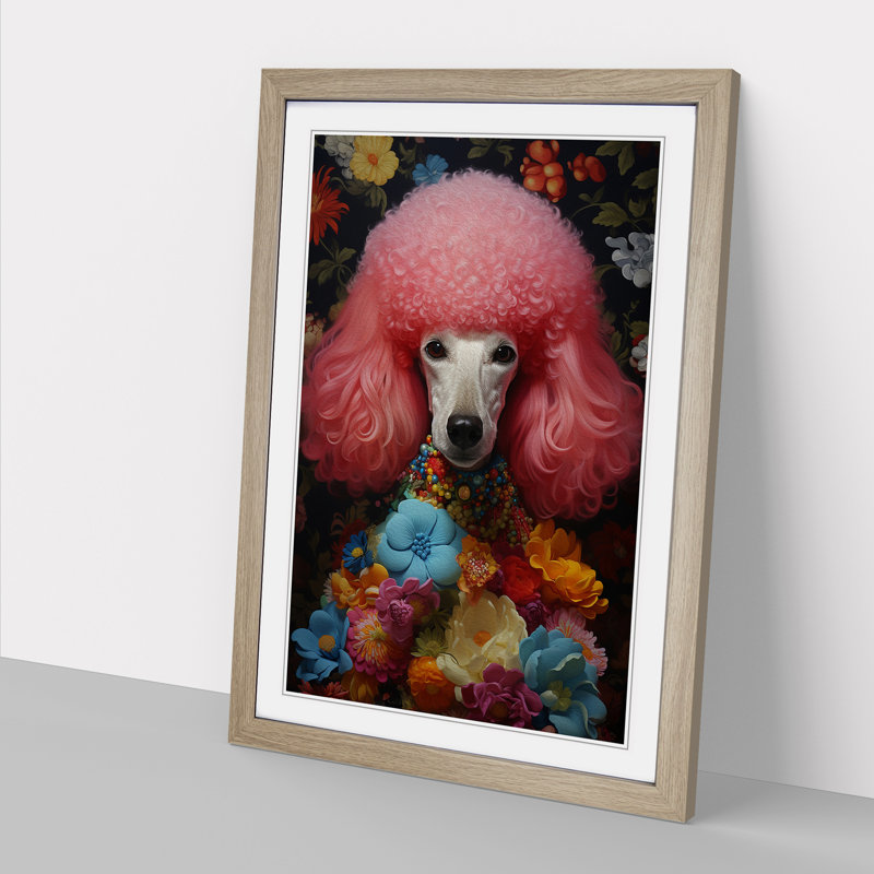 Poodle Informel No.2 - Single Picture Frame Print on Wood, Oak, 34cm H x 25cm W x 2cm D