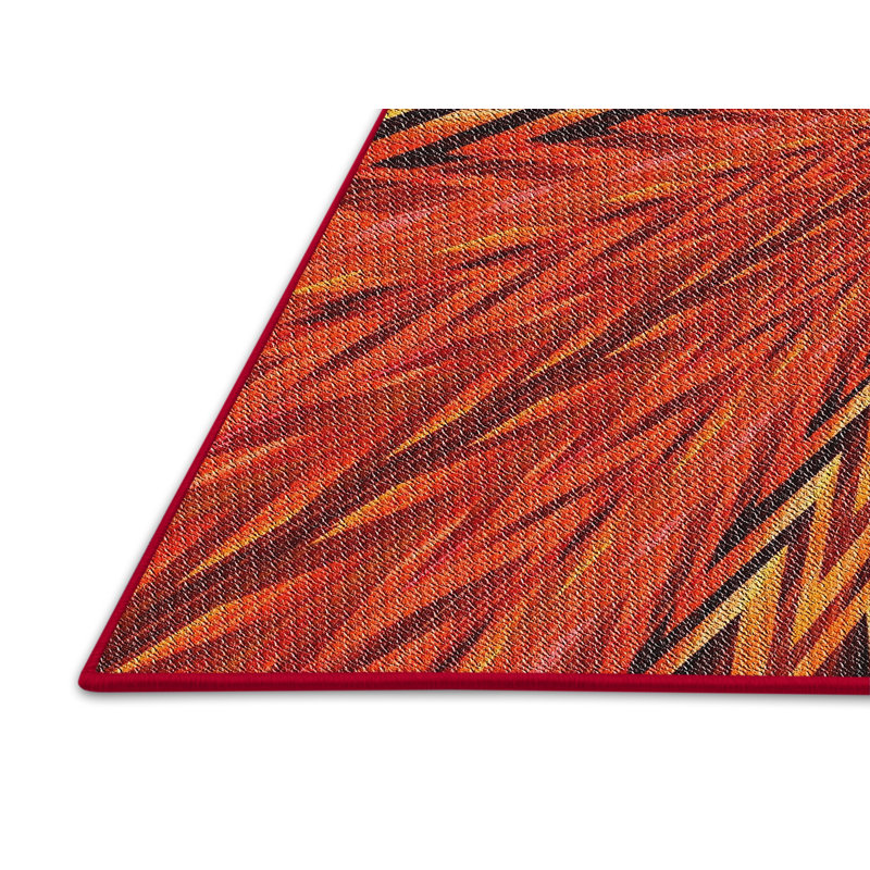 Tapis de zone orange à motif, Rectangle 5 pi x 7 pi