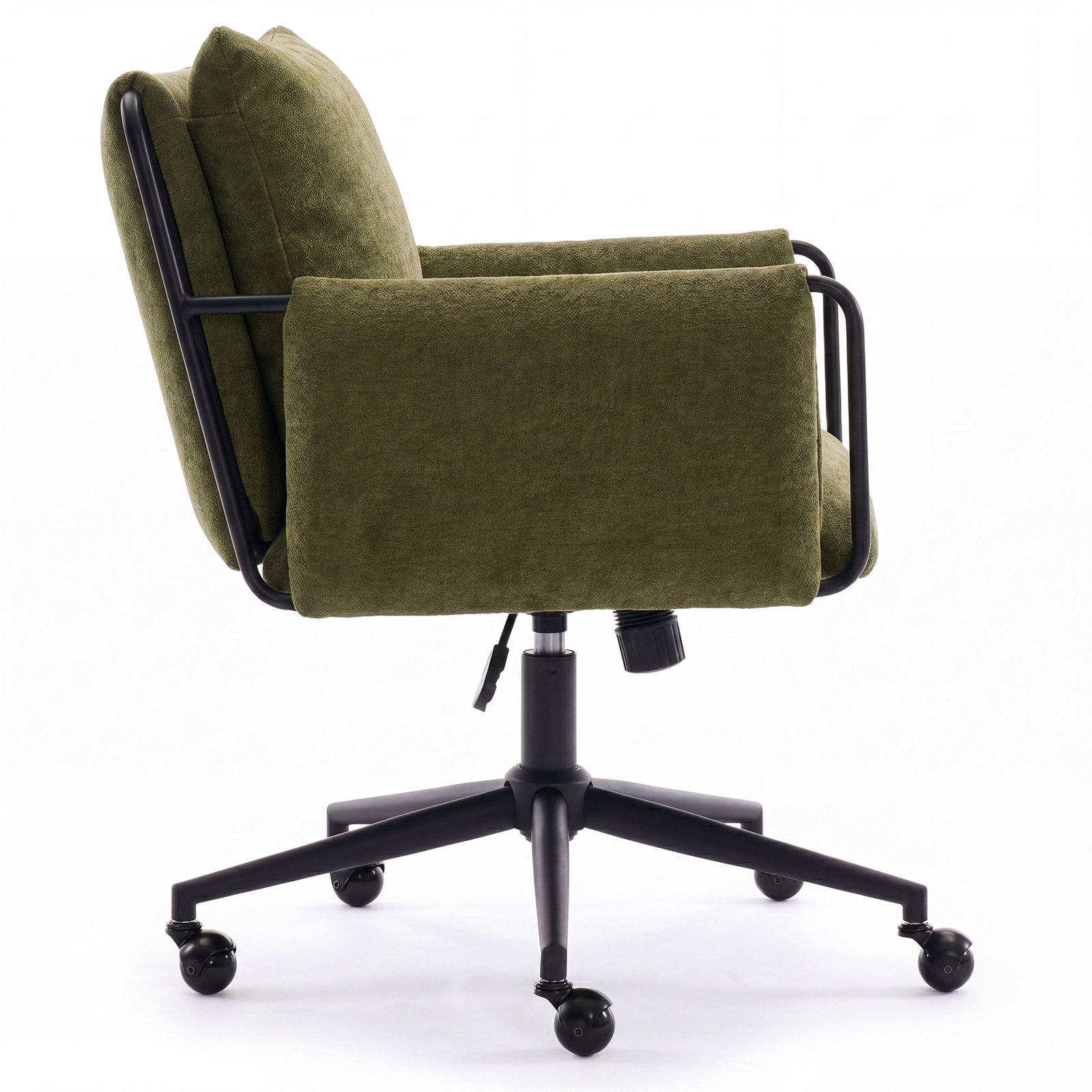 Arianna Upholstered Swivel Office Chair, Green Seat/ Black Frame