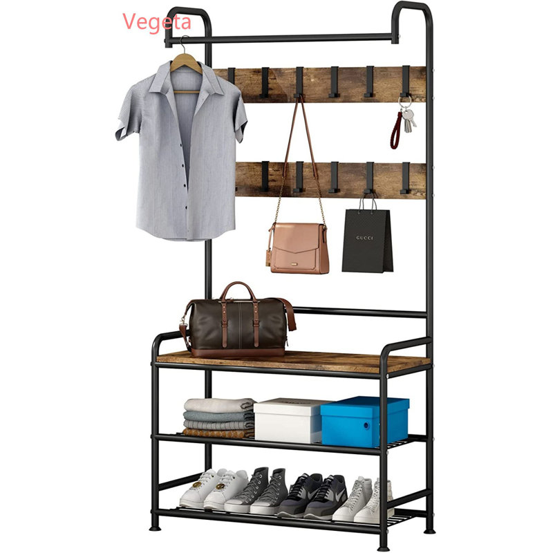 Portemanteau en fer avec rangement pour chaussures