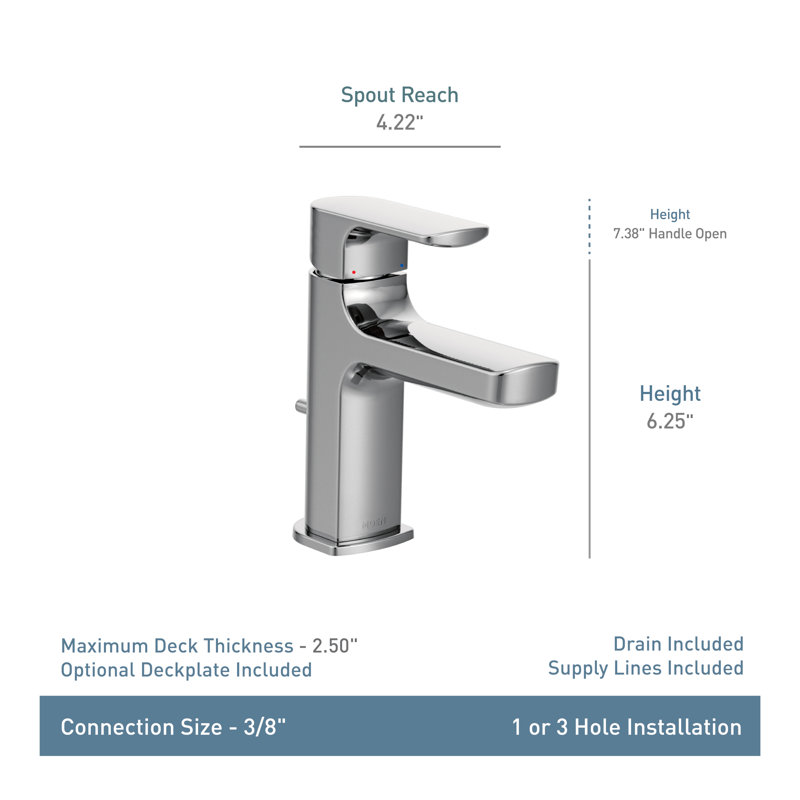 Rizon Low Arc Bathroom Faucet with Drain Assembly, Brushed Nickel