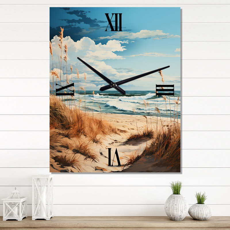 Horloge murale moderne Beachside Whispers II, Médium