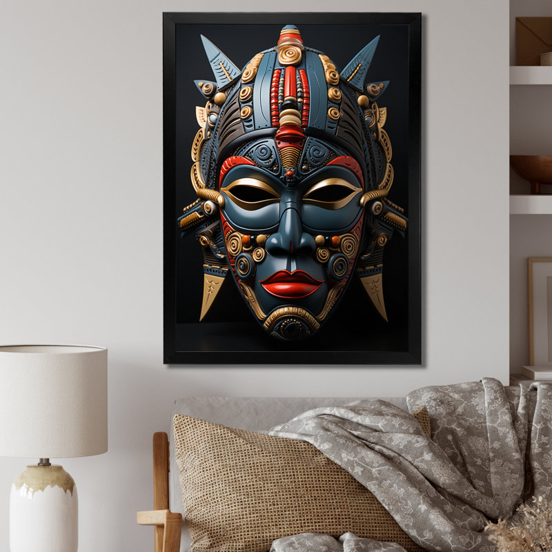Hamdisse splendeur masquée africaine I, H 32 po x l 24 po x P 1 po, Cadre photo noir