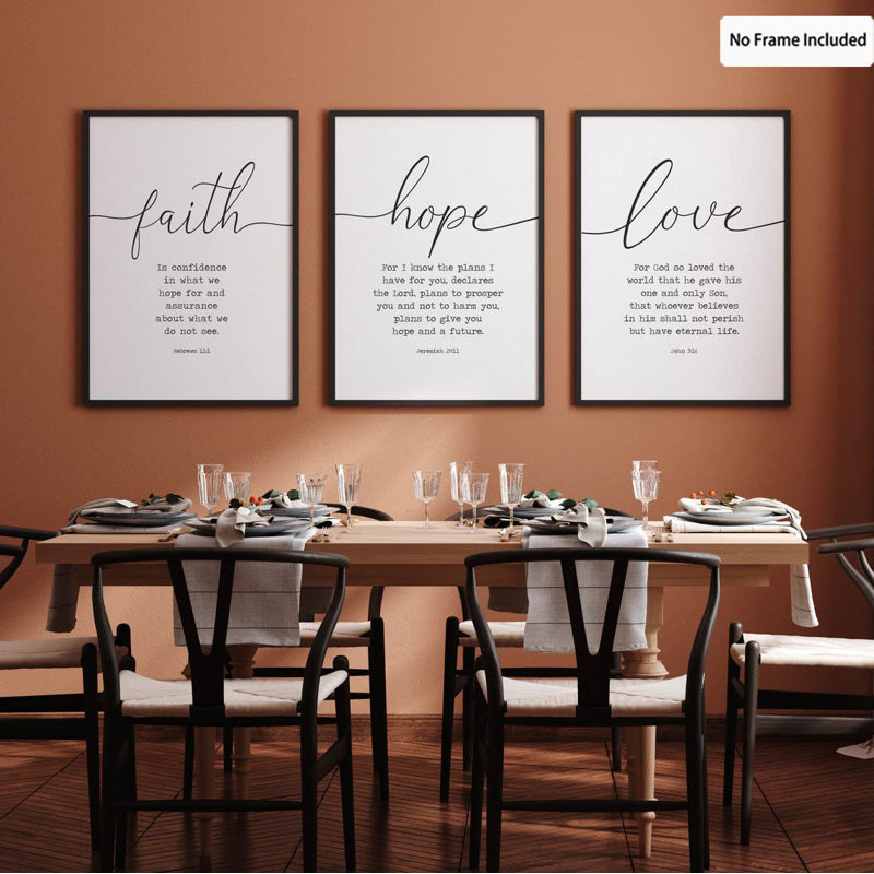 Faith Hope and Love White Manufactured Wood Framed Wall Art Set