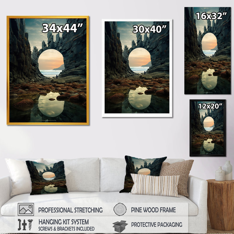 «Mind-Blowing», art mural surréalisme, Cadre photo doré simple, H 40 po x l 30 po x P 1,5 po