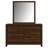 Yels Wide Dresser With Matching Mirror, 6 Drawers, Walnut Brown Wood