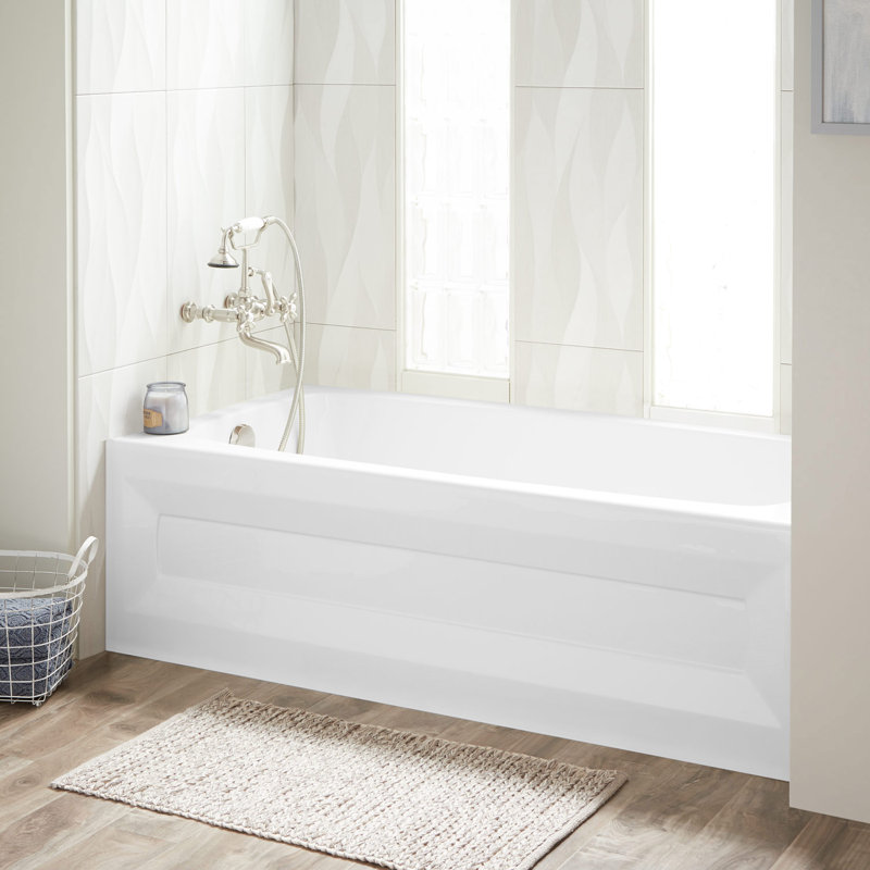 Signature Hardware Bradenton 60'' x 30'' Alcove/Tile In Soaking Acrylic Bathtub, White, Left