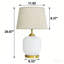 21" Dimmable Ceramic Table Lamp With Gold Metal Accents & Beige Linen Drum Shade