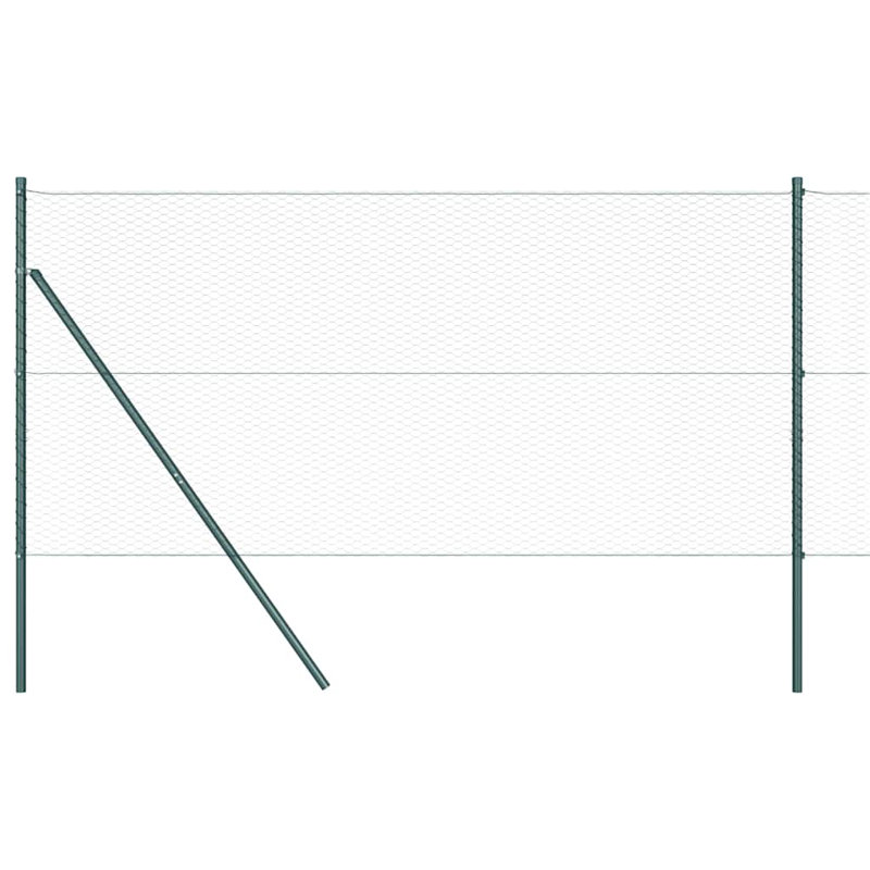 Vidaxl Fence With Posts PVC-Coated Steel, 100cm H x 2500cm W x 3.2cm D, Green