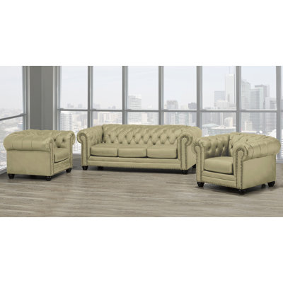 Ornellas 3 Piece Genuine Leather Living Room Set by Astoria Grand