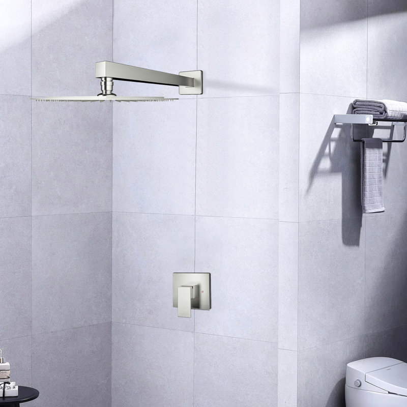 Robinet de douche mural en nickel brossé - laiton, robinet inclus