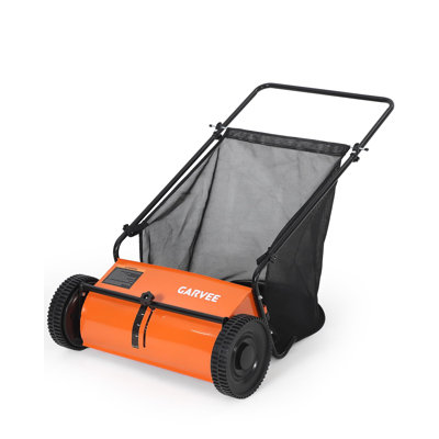 Balayeuse à gazon 21 po, ramasse-feuilles et à gazon de grande capacité de 6 pi³ avec hauteur de brosse réglable, brosses rotatives et structure en acier au carbone robuste pour la pelouse, le patio et l'allée