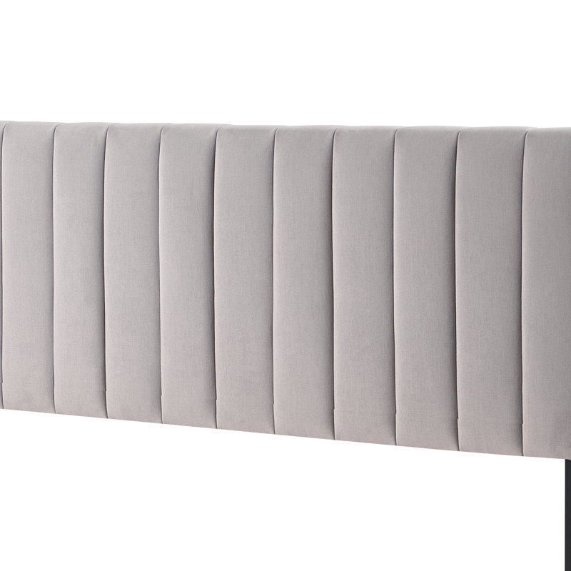 Light Grey Modern Channel-Tufted Headboard, Queen