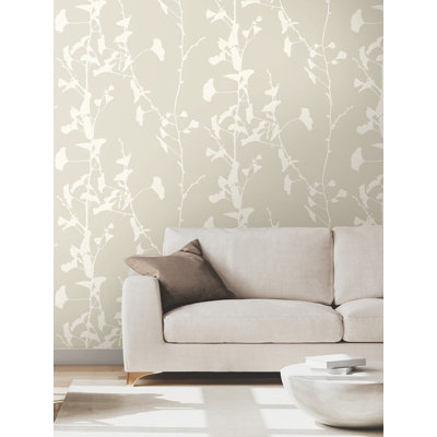 Papier peint Ginkgo Silhouette Taupe Cork