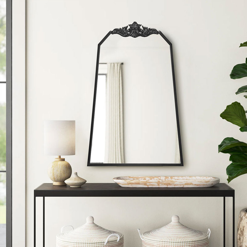 Gael Iron Arch Mirror, 90cm H x 60cm W, Black