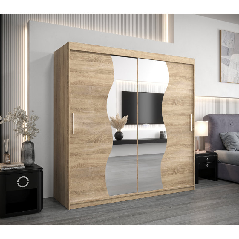Brieah Manufactured Wood Wardrobe, Oak Sonoma, 200Cm H x 200Cm W x 62Cm D