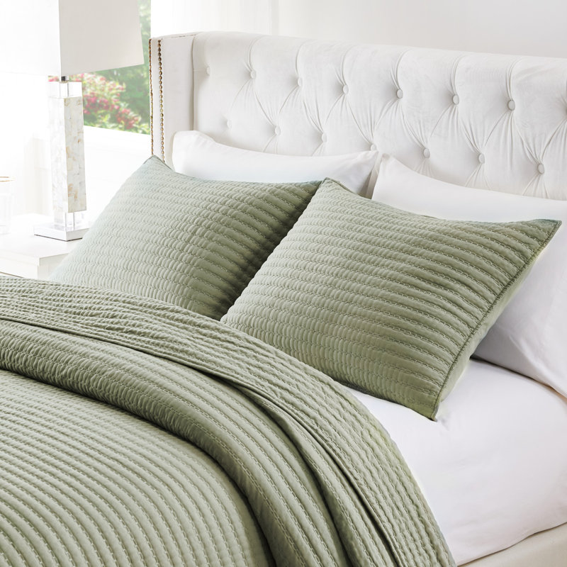 Greenland Home Fashions Vineyard Sage 3-Piece Queen Size Quilt Set 90x90 + 20x26 (2), Queen Quilt + 2 Standard Shams