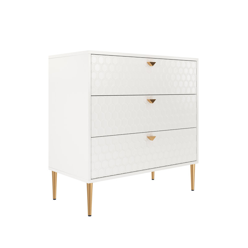 High Gloss 3 - Drawer 32'' Tall Dresser & Chest, White