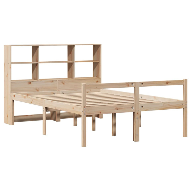 Bookcase Bed Without Mattress Solid Wood Pine, 140 x 190cm