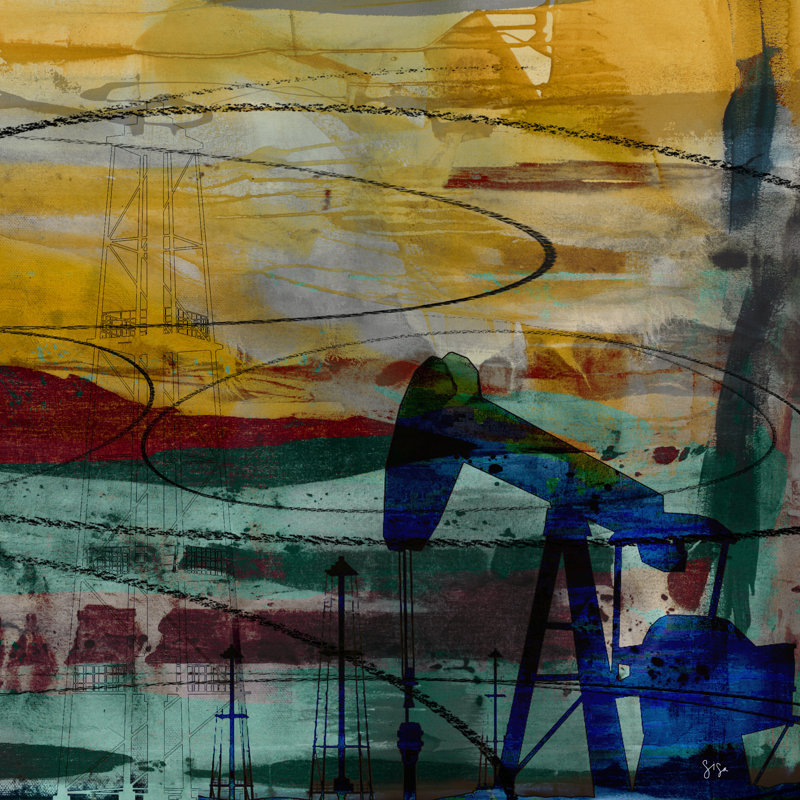 Oil Rig Abstract by Sisa Jasper - Wrapped Canvas Painting, 51cm H x 51cm W