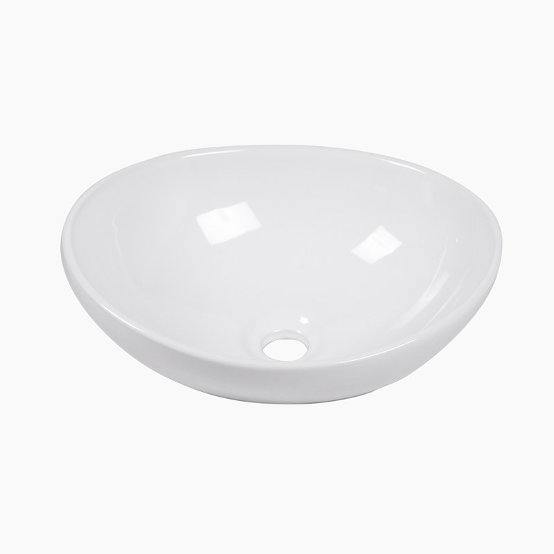 Hewei 13'' White Ceramic Oval Vessel Bathroom Sink