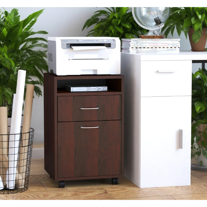 15.7'' Wide 1 -Drawer Mobile File Cabinet, Brown