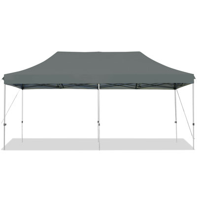Abri de soleil robuste pliant réglable 10 'X 20' avec sac de transport - gris
