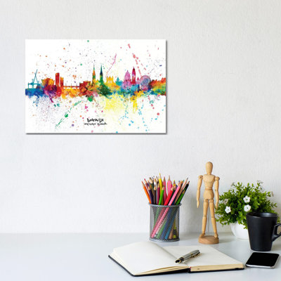 Belfast Northern Ireland Skyline Splash by Michael Tompsett - Wrapped Canvas Gallery-Wrapped Canvas Giclée