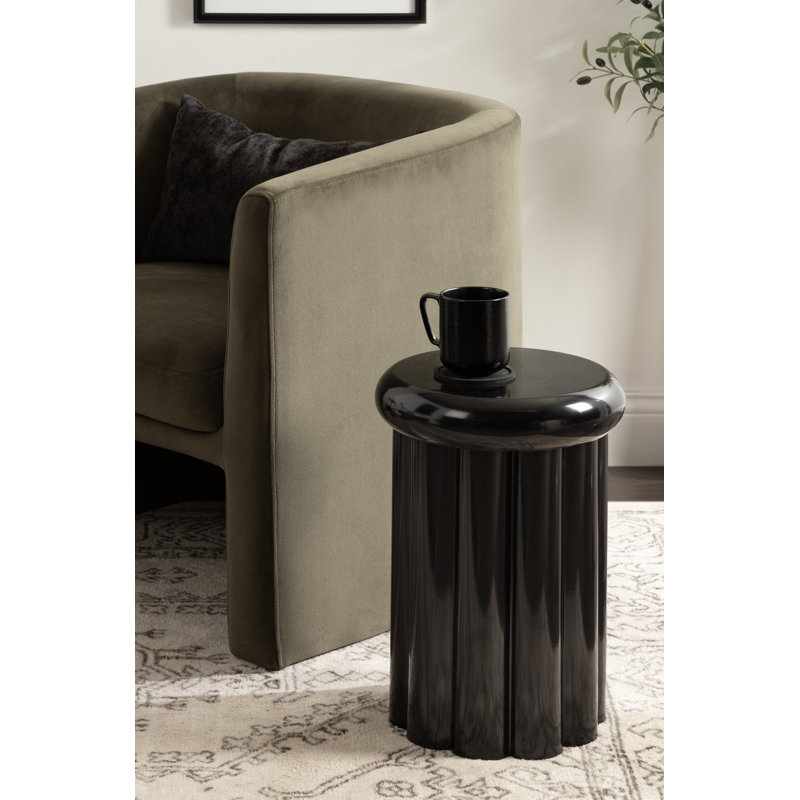 Table d'appoint ronde en métal Jace, Noir